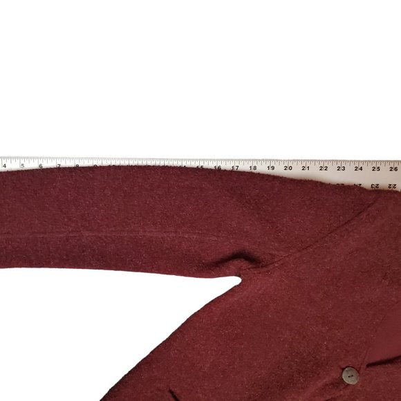 Eileen Fisher One Button Cardigan Women's Large Burgundy Lambswool Sweater A19 - Picture 6 of 9